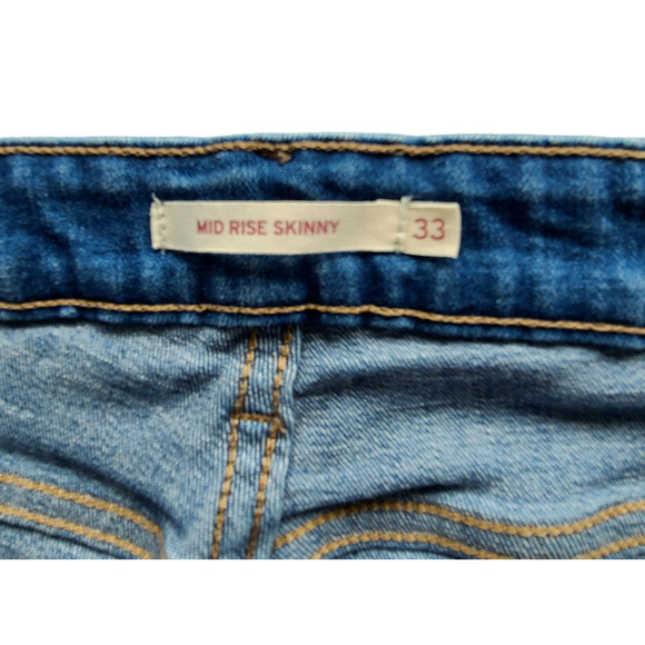 Levi Embordered Mid Rise Skinny Jeans Size 33 - Picture 4 of 6